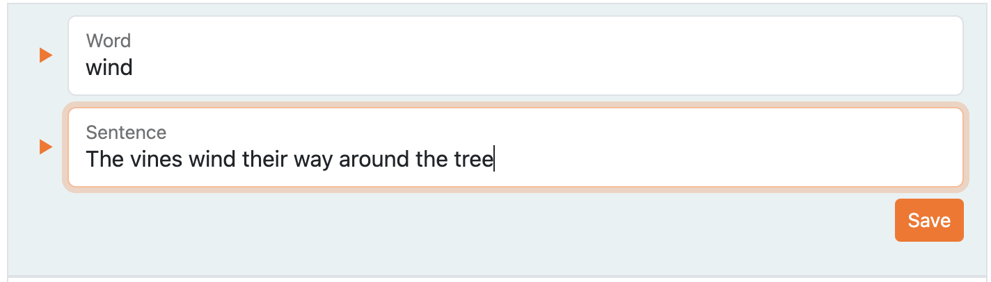 Customizing the word's sentence