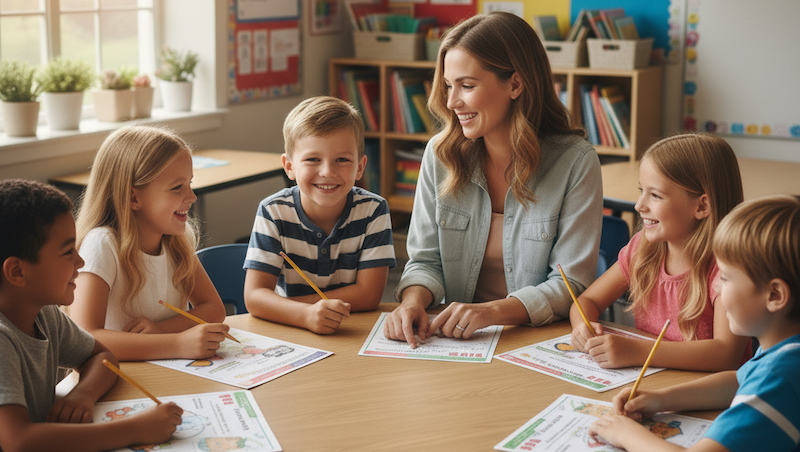A teacher creating UFLI-inspired worksheets