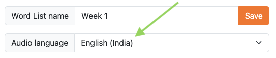 Choose Indian English as the language/accent when creating a word list