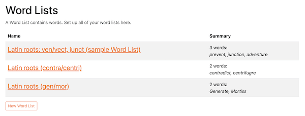 Word Lists are simpler