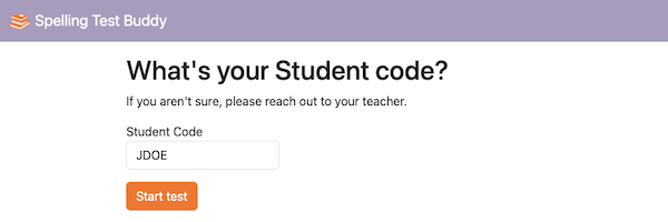 Student Code is automatically filled in