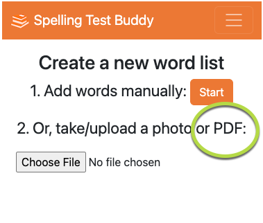 Upload a PDF of a word list to get started