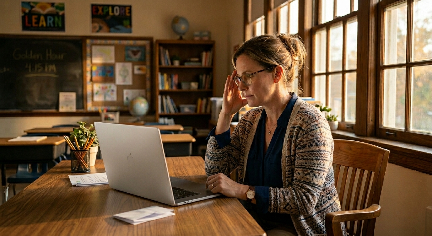 Teacher reviewing spelling results