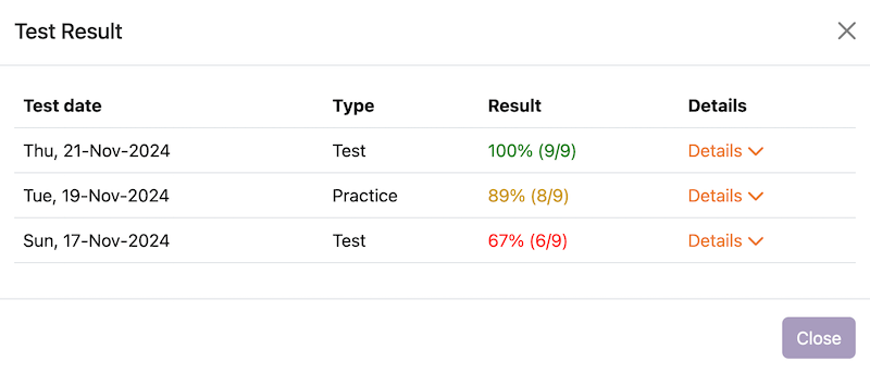 Student reports detail