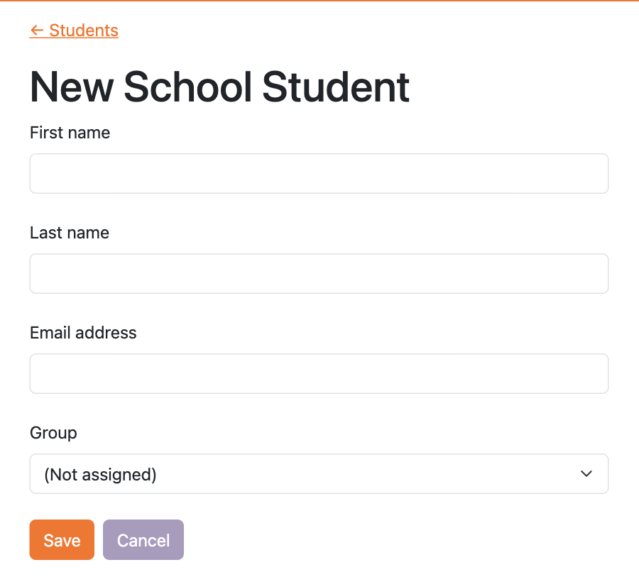 The New School Student form