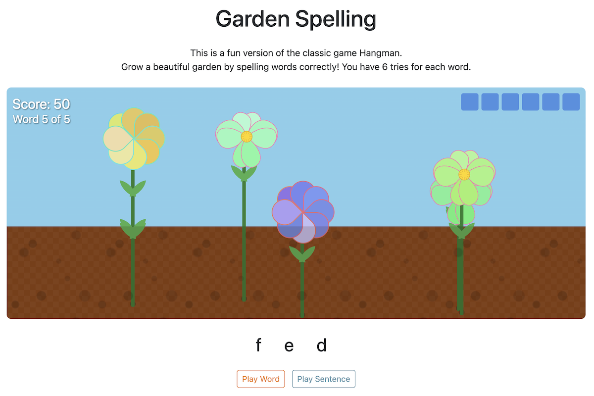 Garden Spelling game