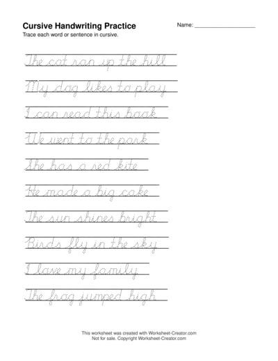 Cursive Handwriting Practice