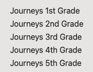 Journeys Word Lists Categories